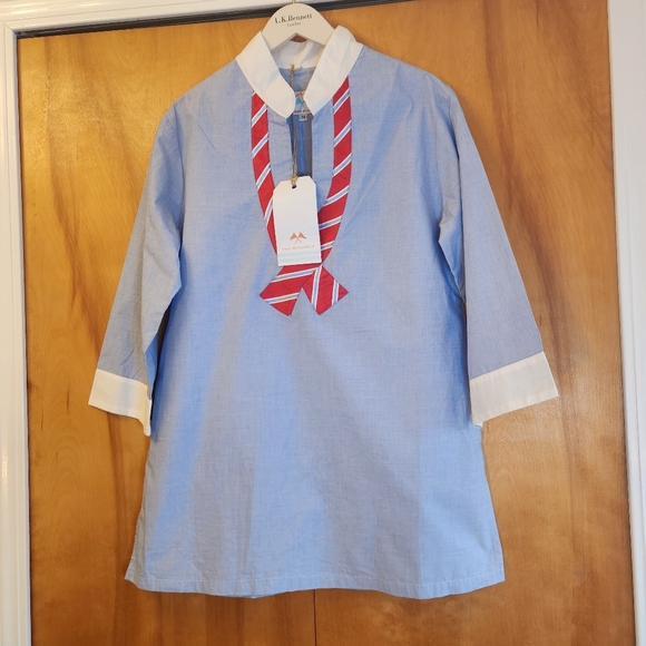 Crab & Cleek Tops - Crab & Cleek Women's Nautical Cotton Tunic in Light Blue $150 NWT